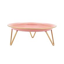 Prato Para Bolo Candy Rosa E Dourado 20x7cm