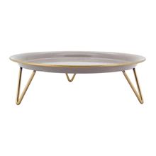 Prato Para Bolo Candy Cinza E Dourado 24x7cm