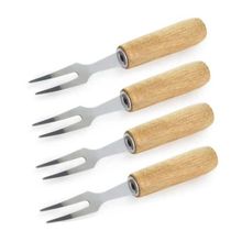 Jogo de Garfos Para Petisco Com Cabo De Madeira 4 Peças Mimo Style
