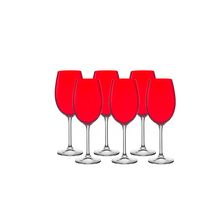 Jogo De 6 Taças Gastro Para Água 580Ml Em Cristal Ecólogico Vermelho Carmim Bohemia