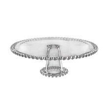 Prato Para Bolo Bolinha Em Cristal Com Pé 31,5cm