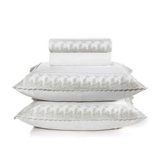 JOGO DE LENÇOL QUEEN SARTORELLI BRANCO E PLATINO 200 FIOS 240X280CM