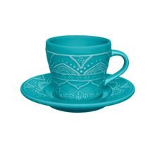CONJUNTO COM 6 XÍCARAS DE CHÁ SERENA TURQUESA 220ML COM PIRES