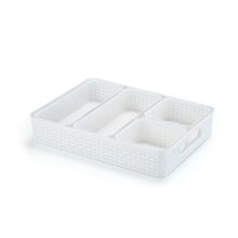 Conjunto Com 5 Organizadores De Gaveta Rattan Branco