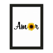 Quadro Girassol Amor 24x33 cm Moldura Preta Los Quadros