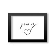 Quadro ´Paz´ Coração Preto Tamanho A4