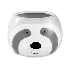 Cachepot Preguiça Cinza Em Cerâmica