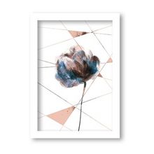 Quadro ´Flor Rose e Azul´ 3550 Moldura Branca Tamanho A3