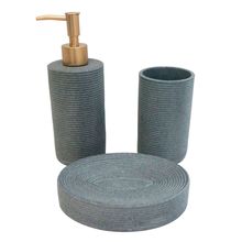 Kit Para Banheiro De Resina Com 3 Peças Cinza