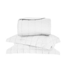 Kit Colcha King Damask Stripes Buddemeyer 300 Fios Branca 3 peças