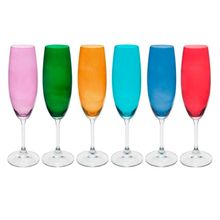 JOGO DE 6 TACAS PARA CHAMPANHE ANNA COLORIDO EM CRISTAL ECO 220ML