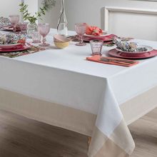 Toalha de Mesa Chamonix Branco e Bege 1,8x2,8m