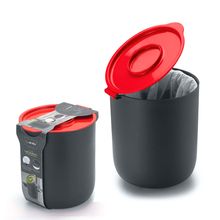 Lixeira De Pia Com Aramado Vermelho E Cinza Ø16x19cm