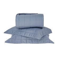 Kit Colcha King Damask Stripes Azul 3 Peças 2,9x2,5m