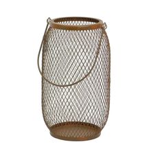 Lanterna Mesh 2 G Em Metal Cor Ferrugem 30x18,5cm