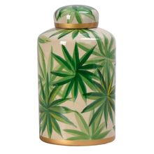 POTE DE PORCELANA FOLHAS LUPINO 12X12X21CM