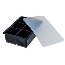 Forma De Gelo 6 Cubos 51mm Em Silicone Preto C/ Tampa