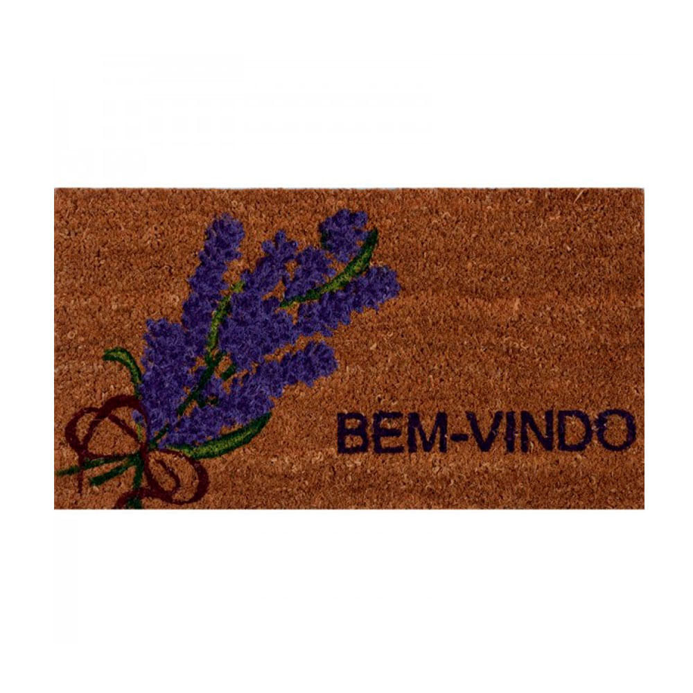 Capacho Natural 33x60cm Lavanda Bem-Vindo Vizapi