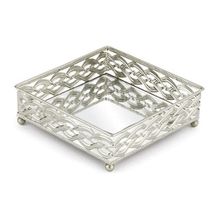 Bandeja Decorativa Francesa Luxo Quadrada Prata Jolitex