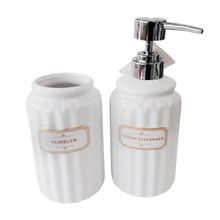 Kit Para Banheiro Presence Com Dispenser De Sabonete Liquido E Porta Escovas Jolitex