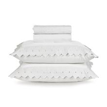 Jogo de Cama Queen Trussardi 300 Fios Cetim 100% Algodão Egípcio Cellini Branco Queen