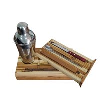 Kit Bar Coqueteleira Madeira Teca