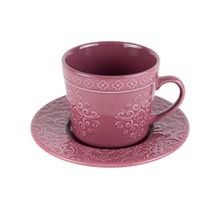 Conjunto 4 Xícaras De Café De Porcelana Com Pires Tiles Lilac 80ml Wolff