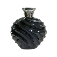 Vaso Bojo Luxo Preto E Prata 32,5cm