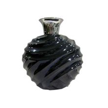 Vaso Bojo Luxo Preto E Prata 27,5cm