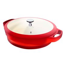 Frigideira Caçarola Vermelha Com Tampa 24cm Le Cook