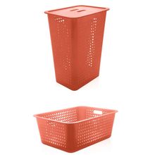 Conjunto Para Lavanderia Com 2 Cestos Terracota