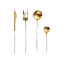Jogo De Talheres Dourado e Branco 4 Peças.