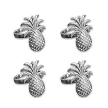 Argola Para Guardanapo Abacaxi Prata 4 Peças Class Home