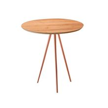 Mesa de Apoio Jetson Redonda com Pés Cobre e Tampo Amêndoa 45x50cm