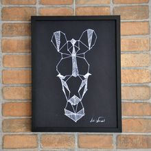 TELA SILK GIRAFA MOLDURA PRETA 423 46X60