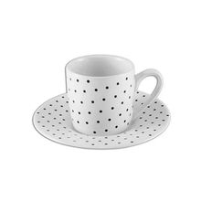 Xícaras De Café De Porcelana Black Dot 130ml Jogo 6 peças
