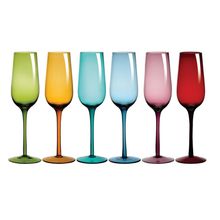 Taça De Champagne 6 Peças Vidro Colorido Riserva Drops 250ml