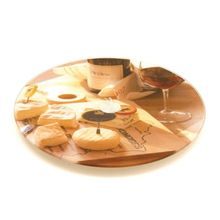 TÁBUA PARA QUEIJO REDONDA GIRATÓRIA VIDRO TEMPERADO