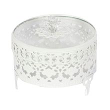 PORTA JÓIAS DE METAL BRANCO TAMANHO M