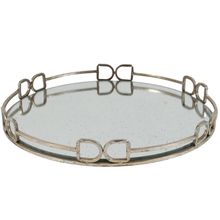 Bandeja Decor Redonda Espelhada Grande Em Metal