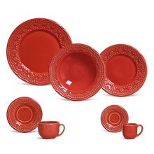 Aparelho De Jantar Vermelho Madeleine 42 Peças