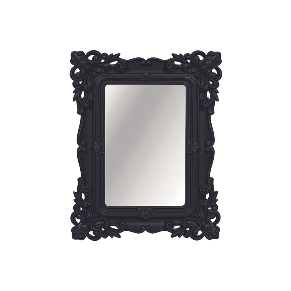 Espelho Retangular Arabesco Preto 32x26cm
