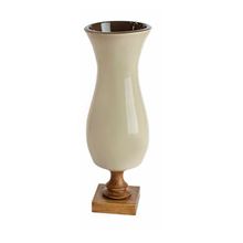 PEÇA DECORATIVA CERÂMICA E MADEIRA 18X56CM