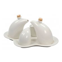 GALHETEIRO DE PORCELANA BRANCA 5 PEÇAS