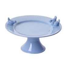 Prato Para Bolo Com Pé Springtime Azul De Cerâmica Portuguesa