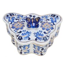 CAIXA DE CERÂMICA EM FORMATO DE BORBOLETA 15X15X22CM