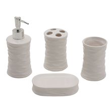 Kit De Banheiro Com 4 Peças Em Cerâmica Branca