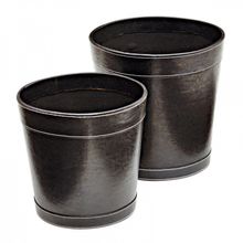 CONJUNTO COM 2 CESTOS DE COURO SINTÉTICO PRETO