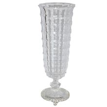 VASO DE VIDRO COM BASE DE METAL CROMADO ACERVO CASA