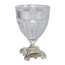 VASO DE VIDRO COM BASE DE METAL 33X24,5X43CM ACERVO CASA